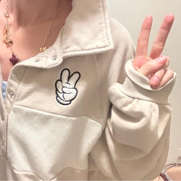 Disney Mickey Peace Patch Cream Textured Jacket - Picture 2 of 5